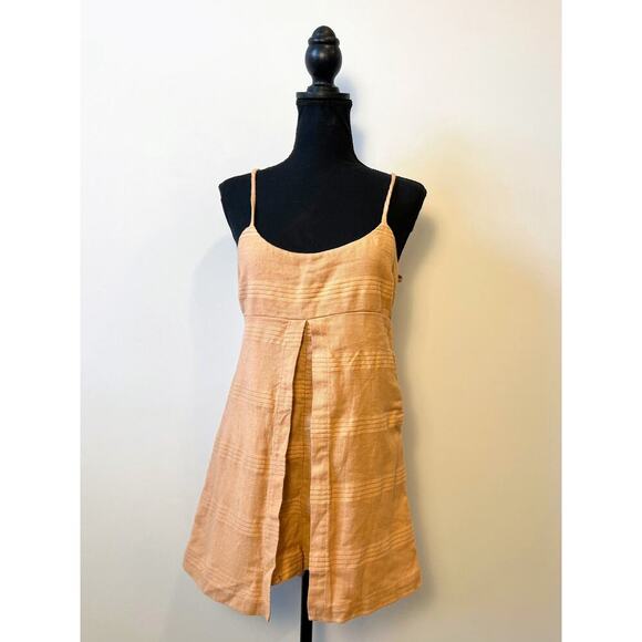 Free People Go Go Em Skort Romper Endless Summer Peach XS/Small Striped Canvas - Picture 2 of 6